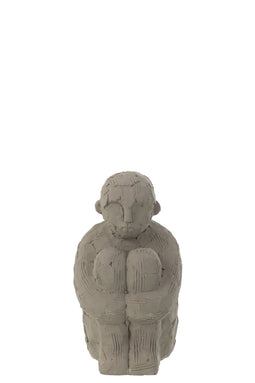 FIGURE SITTING CEMENT GREY L