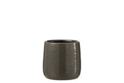 J-Line bloempot Effen - keramiek - grijs - small - Ø 12.00 cm - 2 stuks