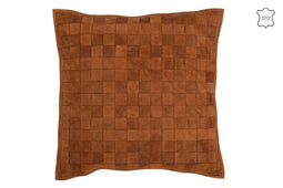 CUSHION SQ LITT LEATH COGN