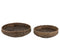 S/2 DISHES ROUND RATTAN BLACK