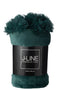 PLAID POMPOM POLYESTER D GRN