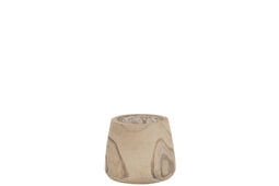 J-Line bloempot Paulownia - hout/kunststof - wit - small - Ø 15.00 cm