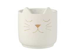 FLOWER POT CAT CEM WHI GLD L