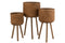 J-Line bloempothouders Drie Poten - bamboe/kunststof - naturel - Ø 37.00 cm - 3 stuks