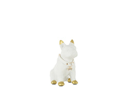 J-Line decoratie Hond - keramiek - wit/goud - small