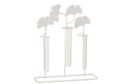 J-Line vaas 3 Houders Bloemen - metaal - wit - 31.50 cm hoog