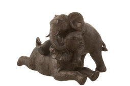 J-Line figuur Olifant Koppel - polyresin - donkerbruin