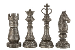 J-Line schaakstuk - polyresin - donkergrijs - 4 stuks