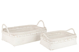 J-Line set van 2 manden - bamboe - wit