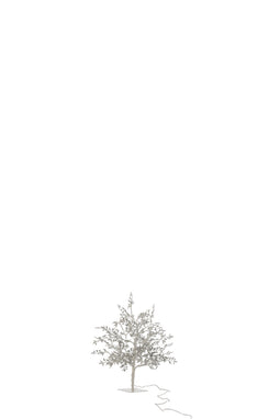 TREE LEAV GLIT+LED MET SILV S