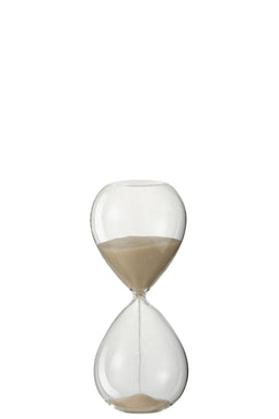 J-Line zandloper Deco - glas/zand - beige - small
