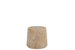 J-Line bloempot Paulownia - hout/kunststof - wit - medium - Ø 20.00 cm