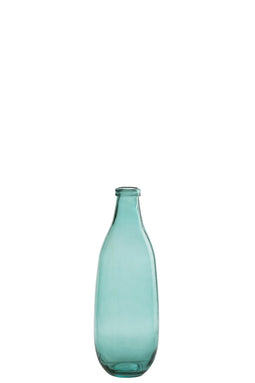 J-Line vaas Fles - glas - aqua - small
