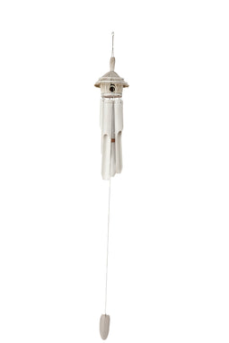 J-Line vogelhuisje Windgong - bamboe - wit - medium