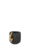 J-Line bloempot Aap - cement - zwart/goud - Ø 11 cm - 2 stuks
