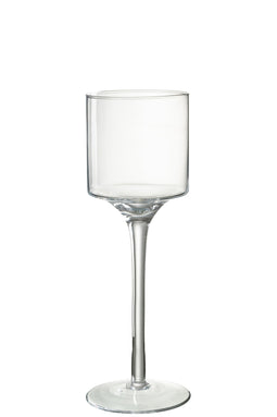 J-Line windlicht Seni - kaarshouder - glas - transparant - medium