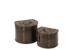 S/2 SUITCASES HALF ROUND WD BR
