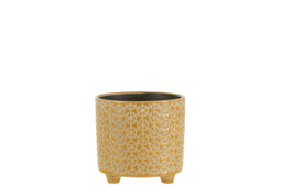 J-Line Bloempot Bloem voor binnen - Keramiek - oker - small - Ø 12 cm - woonaccessoires