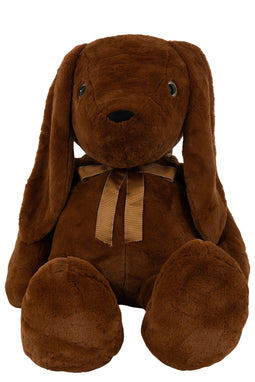 J-Line teddybeer konijn Strik - pluche - roestbruin - large
