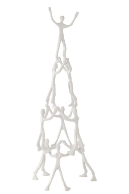 J-Line figuur 9 personen Piramide - aluminium - wit