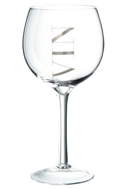 J-Line wijnglas - wit - zilver - 6 stuks