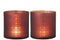 J-Line windlicht Oosters - glas - rood/goud - large - 2 stuks
