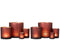 J-Line windlicht Oosters - glas - rood/goud - large - 2 stuks