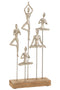 J-Line decoratie Vrouwen Yoga - hout/metaal - naturel/zilver