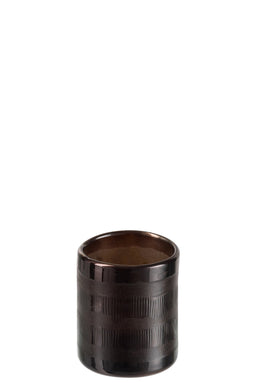 J-Line windlicht Cilinder - glas - bruin - small - 2 stuks