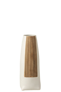 VASE IBIZA ROUND CER WH/BR L