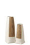 VASE IBIZA ROUND CER WH/BR L