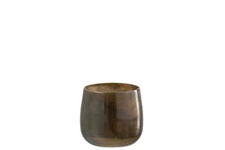 TEALIGHT HOLDER LIN GL DK BR S