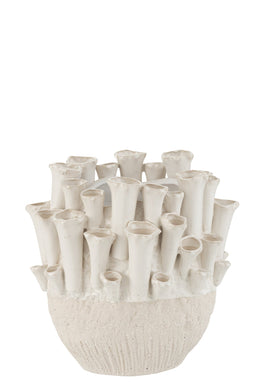 VASE ANEMONE LOW CERAMIC BEIGE