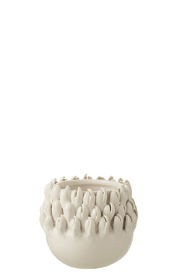 J-Line bloempot Ibiza - keramiek - wit - small - Ø 13.50 cm