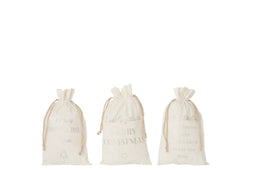 J-Line zak - textiel - wit - medium - 3 stuks