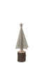 J-Line kerstboom - hout/metaal glitter/zilver/naturel - 2 stuks