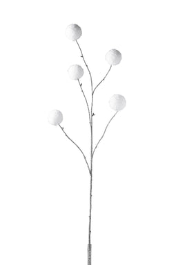 BRANCH POMPOM PLASTIC WHITE L