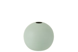 J-Line vaas Bol - keramiek - pastel groen - medium - 18.00 cm hoog