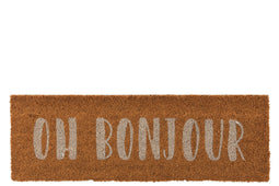 J-Line Oh Bonjour deurmat voor binnen & buiten - kokosvezel - naturel/wit - woonaccessoires