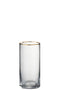 J-Line drinkglas Rand Cilinder Hoog - glas - goud - 6 stuks
