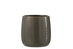 J-Line bloempot Effen - keramiek - grijs - large - Ø 16.50 cm