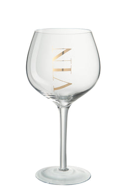 J-Line wijnglas - glas - goud - 6 stuks