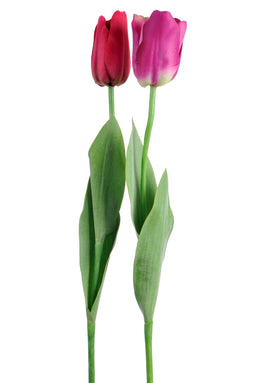 J-Line bloem Tulp Elisa - kunststof - roze - 2 stuks