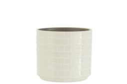 J-Line bloempot Blinkend Vierkant - keramiek - wit - large - Ø 17.00 cm