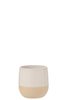 J-Line bloempot Maru - keramiek - beige/wit - small - Ø 16.00 cm