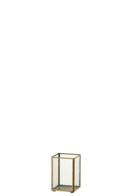 J-Line kaarshouder - glas/metaal - brons - small