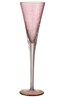 J-Line champagneglas Oneffen - glas - roze - 4 stuks