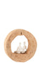 J-Line decoratie Figuur Koppel Zit Mango - hout/aluminium - naturel/wit