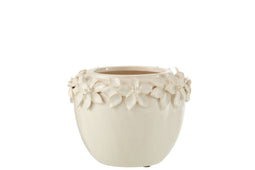FLOWERPOT FLOWER CERAMIC WH L