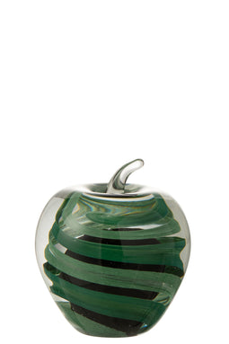 PAPERWEIGHT APPLE GLASS GRN L